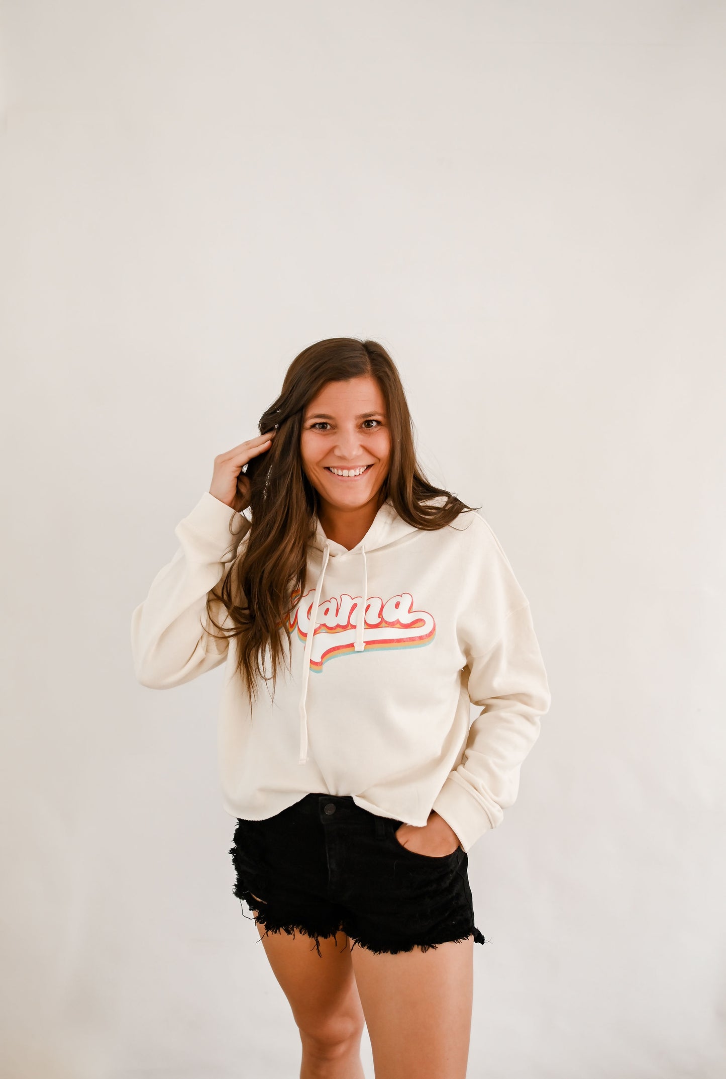 Retro Mama Cropped Hoodie Sweatshirt