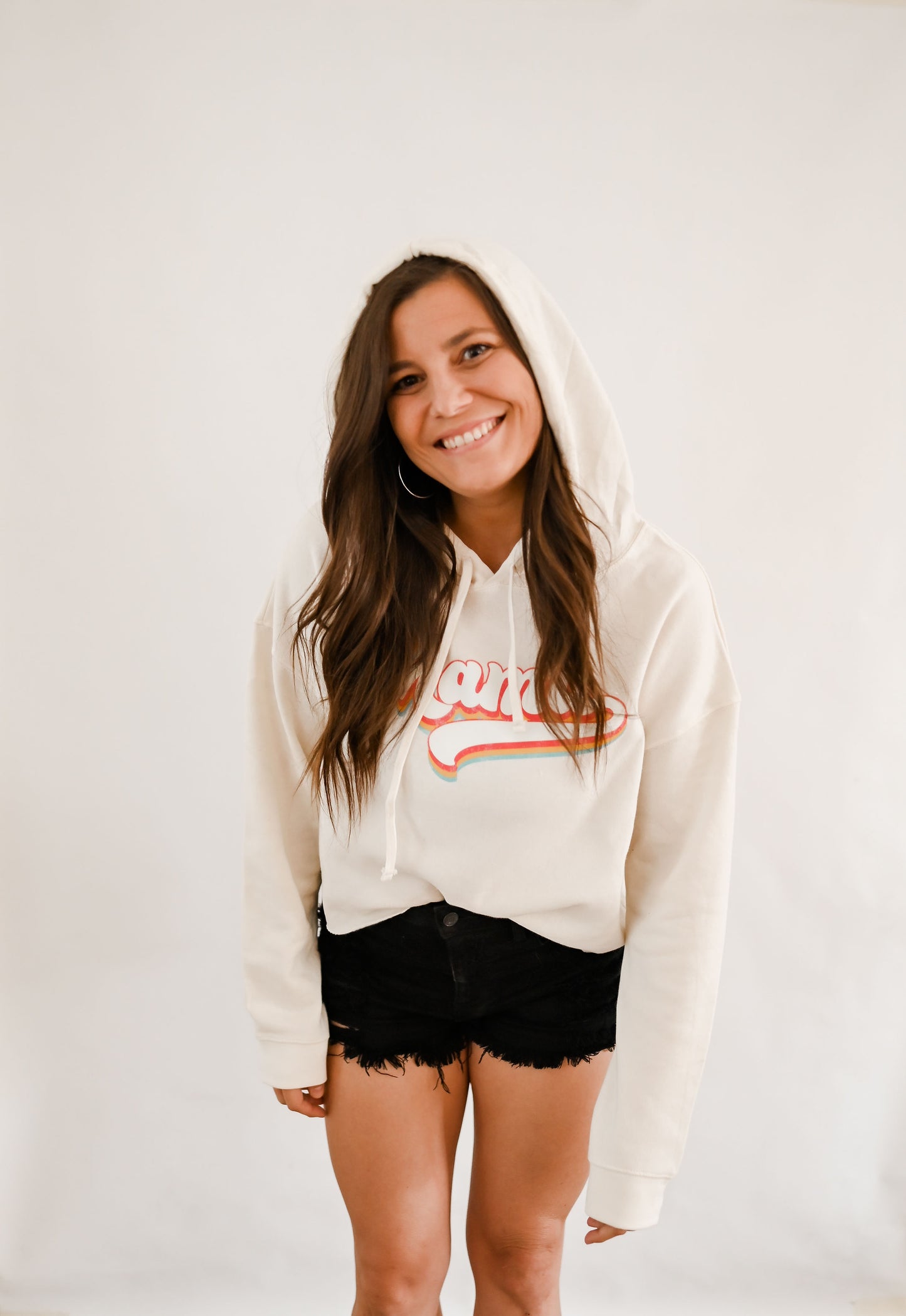 Retro Mama Cropped Hoodie Sweatshirt